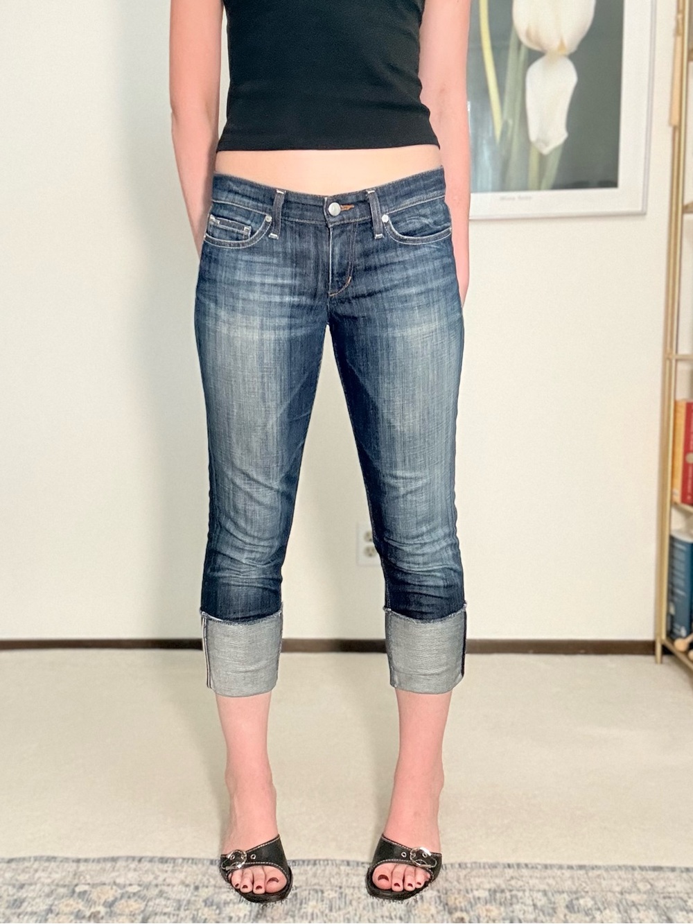 Joe’s Jeans Ultra Low Rise Slim Denim Capris Y2K Grunge Indie